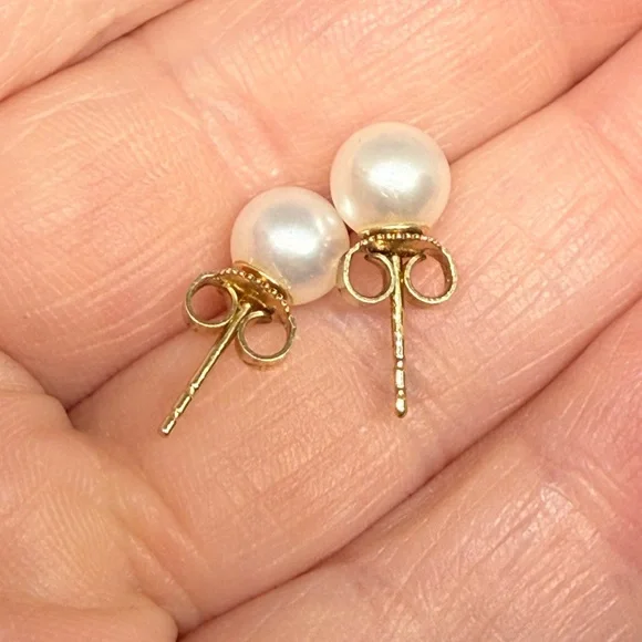 MIKIMOTO BLUE LAGOON PEARL EARRINGS 14K WOW - Picture 2 of 4
